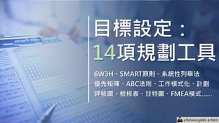 經理人講堂 目標設定 14項規劃工具