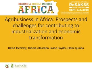 Agribusiness in Africa: Prospects and
challenges for contributing to
industrialization and economic
transformation
David Tschirley, Thomas Reardon, Jason Snyder, Claire Ijumba
 