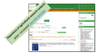 Information and communications technologies for agricultural research and development