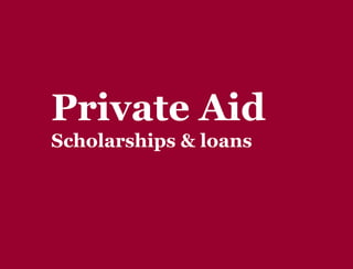 Y O U R G A T E W A Y T O S U C C E S S w w w . c o l l e g e p l a n n i n g c e n t e r. o r g
State-based loans
• Student loan refinancing options also offered through
state-based lenders
• RISLA offers a program with rates as low as 4.24%
• Can refinance private student loans, parent PLUS loans,
etc. to reduce overall expenses of debt, simplify life, or
lower monthly payment
• Students should be careful about refinancing subsidized
and unsubsidized federal loans since they offer lots of
payment flexibility federal parent loans do not
• Call 866-268-9419 to speak with a RISLA refinancing
counselor
 