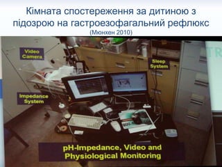 Кімната спостереження за дитиною з
підозрою на гастроезофагальний рефлюкс
(Мюнхен 2010)
 