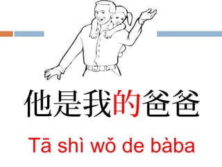 他是我的爸爸
Tā shì wǒ de bàba
 