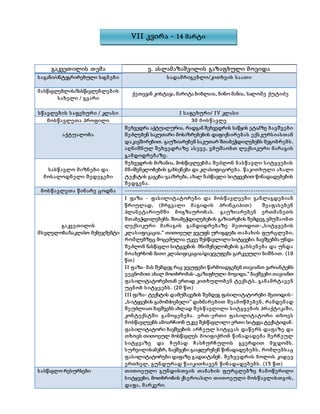 გაკვეთილის თემა ვ. ასლამაზაშვილის გაზაფხული მოვიდა
საგანი/ინტეგრირებული საგნები სადამრიგებლო/კითხვის საათი
მასწავლებლის/მასწავლებლების
სახელი / გვარი
სწავლების საფეხური / კლასი I საფეხური/ IV კლასი
მოსწავლეთა პროფილი 30 მოსწავლე
აქტუალობა
შეხვედრა აქტუალურია, რადგან შეხვედრის საწყის ეტაპზე ბავშვები
შეძლებენ საკუთარი მოსაზრებების დაფიქსირებას ექსკურსიასთან
დაკავშირებით. გაუზიარებენ საკუთარ შთაბეჭდილებებს მეგობრებს.
აღნიშნულ შეხვედრაზე ასევე , ვმუშაობთ ლექსიკური მარაგის
გამდიდრებაზე .
სასწავლო მიზნები და
მოსალოდნელი შედეგები
შეხვედრის მიზანია, მოსწავლეებმა შეძლონ ნასწავლი სიტყვების
მნიშვნელობების გახსენება და კლასიფიცირება. წაკითხული ახალი
ტექსტის გაგება-გააზრება, ახალ ნასწავლი სიტყვებით წინადადებების
შედგენა.
მოსწავლეთა წინარე ცოდნა -------------------------------------------------------------------------
გაკვეთილის
მსვლელობა/საკლასო მენეჯმენტი
I ფაზა - ფასილიტატორები და მოსწავლეები განლაგდებიან
წრიულად, (მრგვალი მაგიდის პრინციპით) შეაფასებენ
პლანეტარიუმში მოგზაურობას. გაუზიარებენ ერთმანეთს
შთაბეჭდილებებს. შთაბეჭდილებების გაზიარების შემდეგ ვმუშაობთ
ლექსიკური მარაგის გამდიდრებაზე მეთოდით-„სიტყვების
კლასიფიკაცია.“ თითოეულ ჯგუფს ურიგდება თაბახის ფურცლები,
რომლებზეც მოცემულია უკვე შესწავლილი სიტყვები. ბავშვებმა უნდა
შეძლონ ნასწავლი სიტყვების მნიშვნელობების გახსენება და უნდა
მოახერხონ მათი კლასიფიკაცია/დაჯგუფება გარკვეული ნიშნით. (10
წთ)
II ფაზა- მას შემდეგ რაც ჯგუფები წარმოადგენენ თავიანთ ვარიანტებს
ვეცნობით ახალ მოთხრობას-„გაზაფხული მოვიდა.“ ბავშვები თავიანთ
ფასილიტატორებთან ერთად კითხულობენ ტექსტს, განამრტავე ნ
უცნობ სიტყვებს. (20 წთ)
III ფაზა- ტექსტის დამუშავების შემდეგ ფასილიტატორები მეთოდის-
„სიტყვების გამომძიებელი“ დახმარებით შეამოწმებენ, რამდენად
შეუძლიათ ბავშვებს ახლად შესწავლილი სიტყვების პრაქტიკაში,
კონტექსტში გამოყენება. ერთ-ერთი ფასილიტატორი თხოვს
მოსწავლეებს ამოარჩიონ უკვე შესწავლილი ერთი სიტყვა ტექსტიდან.
ფასილიტატორი ბავშვების არჩეულ სიტყვას დაწერს დაფაზე და
თხოვს თითოეულ მოსწავლეს მოიფიქრონ წინადადება შერჩეულ
სიტყვაზე და ჩუმად ჩასჩურჩულოს გვერდით მჯდომს.
სურვილისამებრ, ბავშვები გააჟღერებენ წინადადებებს, რომლებსაც
ფასილიტატორები დაფაზე გადაიტანენ. შეხვედრის ბოლოს კიდევ
ერთხელ, გუნდურად წაიკითხავენ წინადადებებს. (15 წთ)
სასწავლო რესურსები თითოეული გუნდისთვის თაბახის ფურცლებზე ჩამოწერილი
სიტყვები, მოთხრობის ქსეროასლი თითოეული მოსწავლისთვის,
დაფა, მარკერი.
VII კვირა - 14 მარტი
ქეთევან კოსტავა, მარიტა ბიბლაია, ნინო მანია, სალომე ქუტიძე
 