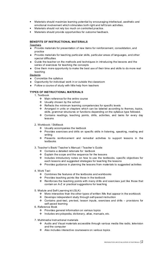 Preparation and Evaluation of Instructional Materials (14 of 16)