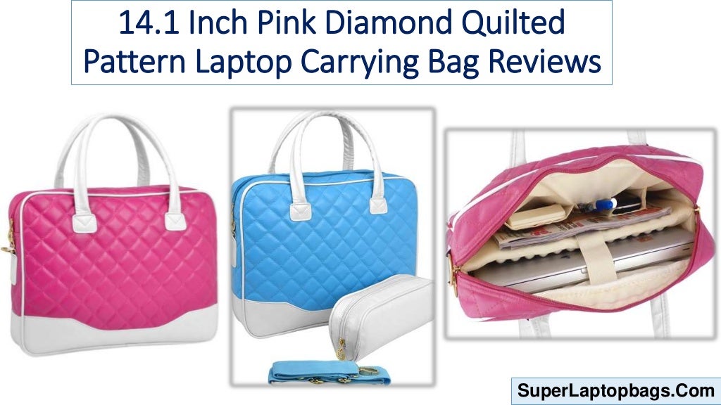 14.1 inch Pink Diamond Quilted Pattern Laptop Carrying Bag Reviews
