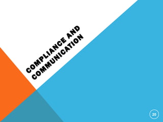 CO
M
PLIAN
CE
AN
D
CO
M
PLIAN
CE
AN
D
CO
M
M
UN
ICATIO
N
CO
M
M
UN
ICATIO
N
20
 