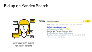 Bid up on Yandex Search
who have been looking
for New Year gifts
Gifts for new year
Gifts for the loved ones
Gifts for New...