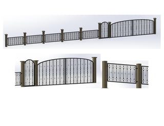 3D model of fences and gates of wrought iron