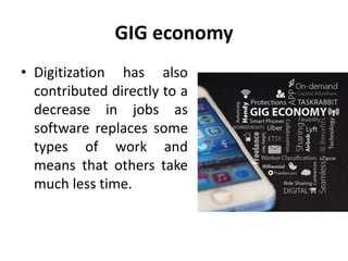 GIG economy
• From the perspective of
the freelancer, a gig
economy can improve
work-life balance over
what is possible in...