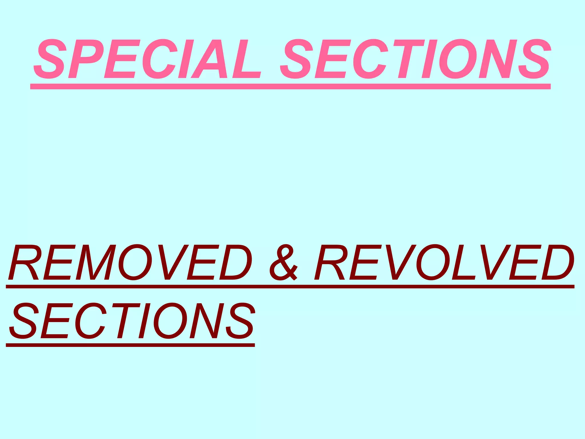 REMOVED & REVOLVED
SECTIONS
SPECIAL SECTIONS
 