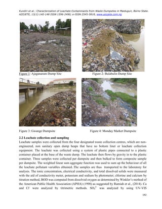Characterization of Leachate Contaminants from Waste Dumpsites in ...