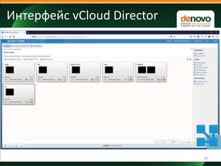 Интерфейс vCloud Director
10
 