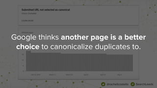@rachellcostello SearchLeeds
Google thinks another page is a better
choice to canonicalize duplicates to.
 