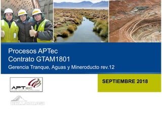 0
Procesos APTec
Contrato GTAM1801
Gerencia Tranque, Aguas y Mineroducto rev.12
SEPTIEMBRE 2018
 