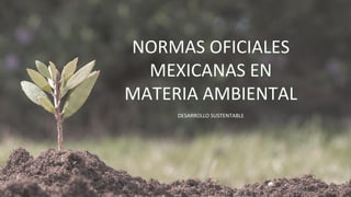 NORMAS OFICIALES
MEXICANAS EN
MATERIA AMBIENTAL
DESARROLLO SUSTENTABLE
 