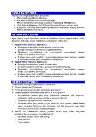(2022) Silabus Training "Effective MARKETING COMMUNICATION in Digital 4 ...