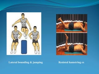 Lateral bounding & jumping Resisted hamstring ex
 
