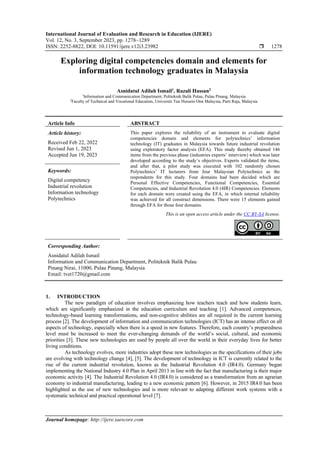 Exploring digital competencies domain and elements for information ...