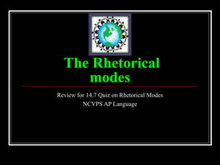 The Rhetorical
     modes
Review for 14.7 Quiz on Rhetorical Modes
         NCVPS AP Language
 