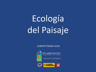 Ecología 
del Paisaje 
ALBERTO PIEDRA LEIVA 
 