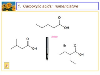 1. Carboxylic acids: nomenclature




                  pencast
 