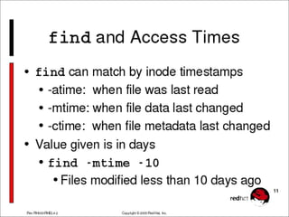 Using Find operation in LINUX