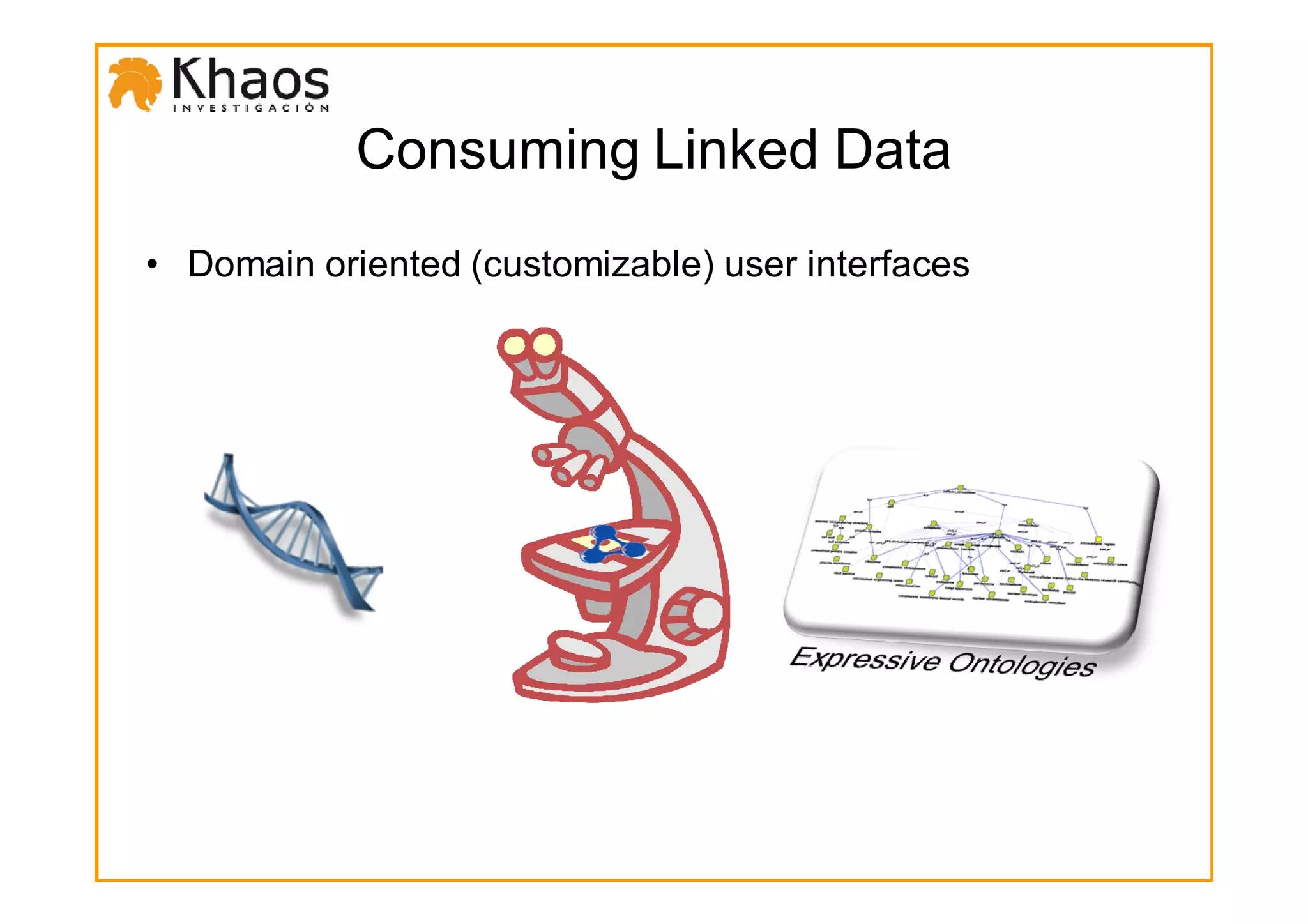 Consuming Linked Data
• Domain oriented (customizable) user interfaces
 