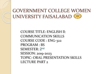 14 lecture 2  oral presentation eng-322  eng-ii communication skills 2nd semester