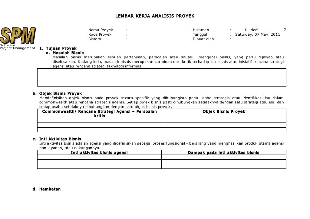 14 lembar kerja analisis proyek
