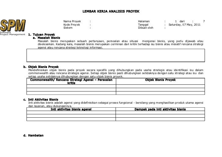 14 lembar kerja analisis proyek