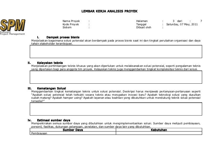 14 lembar kerja analisis proyek