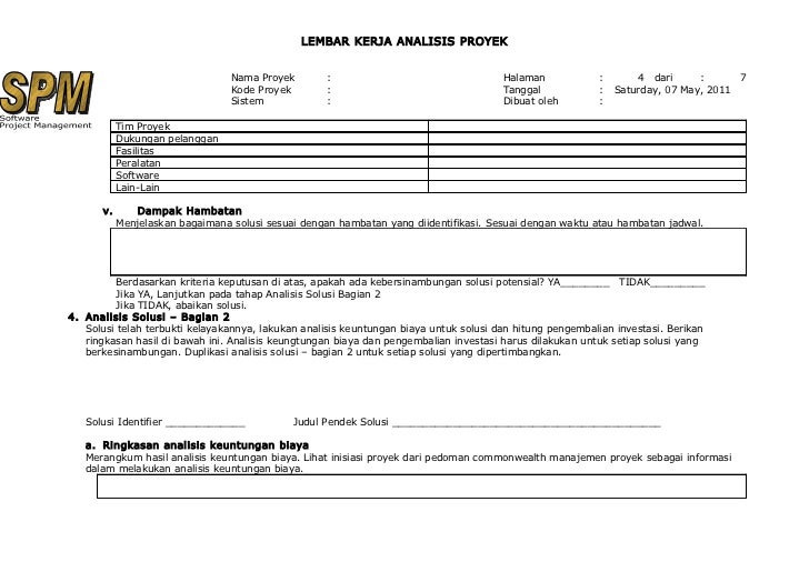 14 lembar kerja analisis proyek