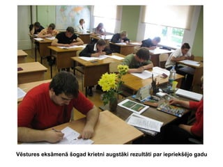 Vēstures eksāmenā šogad krietni augstāki rezultāti par iepriekšējo gadu

 