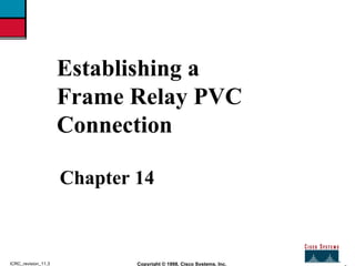 2 Copyright © 1998, Cisco Systems, Inc. ICRC_revision_11.3 Establishing a Frame Relay PVC Connection Chapter 14 
