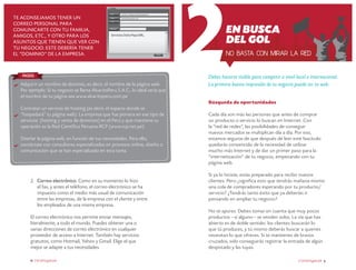 E-MAIL

Te aconsejamos tener un
correo personal para
comunicarte con tu familia,
amigos, etc., y otro para los
asuntos que tienen que ver con
tu negocio. Este debería tener
el “dominio” de la empresa.

De

servicios _donapep_eirl@donapepa.com

para

cliente1@donapepa.com

c.c

En busca
del gol

adjuntar

Servicios Doña Pepa EIRL.

enviar

PASOS

Adquirir un nombre de dominio, es decir, el nombre de la página web.
Por ejemplo: Si tu negocio se llama AlvaritoPeru S.A.C., lo ideal sería que
el nombre de tu página sea www.alvaritoperu.com.pe

No basta con mirar la red

Debes hacerte visible para competir a nivel local e internacional.
La primera buena impresión de tu negocio puede ser tu web.
Búsqueda de oportunidades

Contratar un servicio de hosting (es decir, el espacio donde se
“hospedará” tu página web). La empresa que fue pionera en ese tipo de
servicios (hosting y venta de dominios) en el Perú y que mantiene su
operación es la Red Científica Peruana-RCP (www.rcp.net.pe).
Diseñar la página web, en función de tus necesidades. Para ello,
contáctate con consultores especializados en procesos online, diseño o
comunicación que se han especializado en esta tarea.

2.	 Correo electrónico. Como en su momento lo hizo
el fax, y antes el teléfono, el correo electrónico se ha
impuesto como el medio más usual de comunicación
entre las empresas, de la empresa con el cliente y entre
los empleados de una misma empresa.
El correo electrónico nos permite enviar mensajes,
literalmente, a todo el mundo. Puedes obtener una o
varias direcciones de correo electrónico en cualquier
proveedor de acceso a Internet. También hay servicios
gratuitos, como Hotmail, Yahoo y Gmail. Elige el que
mejor se adapte a tus necesidades.
8 crecemype.pe

Cada día son más las personas que antes de comprar
un producto o servicio lo buscan en Internet. Con
la “red de redes”, las posibilidades de conseguir
nuevos mercados se multiplican día a día. Por eso,
estamos seguros de que después de leer este fascículo
quedarás convencido de la necesidad de utilizar
mucho más Internet y de dar un primer paso para la
“internetización” de tu negocio, empezando con tu
página web.
Si ya lo hiciste, estás preparado para recibir nuevos
clientes. Pero ¿significa esto que tendrás mañana mismo
una cola de compradores esperando por tu producto/
servicio? ¿Tendrás tanto éxito que ya deberías ir
pensando en ampliar tu negocio?
No te apures. Debes tomar en cuenta que muy pocos
productos —si alguno— se venden solos. La vía que has
abierto es de doble sentido: los clientes buscarán lo
que tú produces, y tú mismo deberás buscar a quienes
necesitan lo que ofreces. Si te mantienes de brazos
cruzados, solo conseguirás registrar la entrada de algún
despistado y las tuyas.
crecemype.pe 9

 