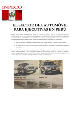 PORQUE INVERTIR EN PERU EL SECTOR DEL AUTOMÓVIL PARA EJECUTIVAS