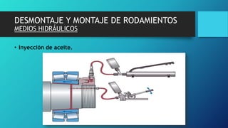 DESMONTAJE Y MONTAJE DE RODAMIENTOS
MEDIOS HIDRÁULICOS
• Inyección de aceite.
 