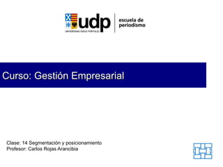 Curso: Gestión Empresarial Clase: 14  Segmentación y posicionamiento Profesor: Carlos Rojas Arancibia 