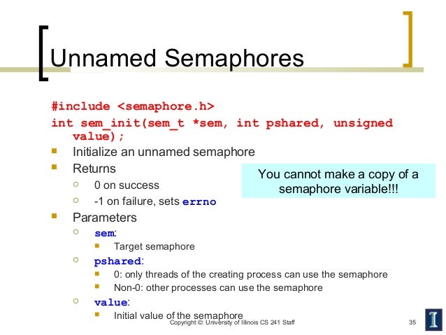 initializing semaphor to 1