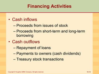 Financing Outflow 14 Statement Of Cash Flows | PPT