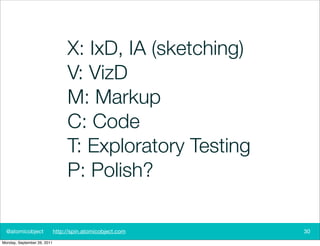 X: IxD, IA (sketching)
                                  V: VizD
                                  M: Markup
             ...