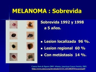 MELANOMA NODULAR10 a 15% de melanomas.Pápula que rápido forma un nódulo.