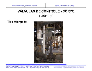 UNIVERSIDADE TECNOLÓGICA FEDERAL DO PARANÁESPECIALIZAÇÃO EM AUTOMAÇÃO INDUSTRIAL
INSTRUMENTAÇÃO INDUSTRIAL Válvulas de Controle
CASTELO
VÁLVULAS DE CONTROLE - CORPO
Tipo Alongado
 