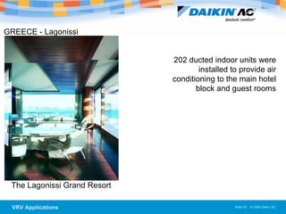 The Lagonissi Grand Resort 202 ducted indoor units were installed to provide air conditioning to the main hotel block and guest rooms GREECE - Lagonissi  