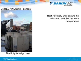 UNITED KINGDOM – London The Knightsbridge Hotel  Heat Recovery units ensure the individual control of the room temperature 