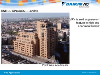 UNITED KINGDOM – London Point West Apartments VRV is sold as premium feature in high end apartment blocks 