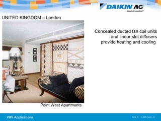 UNITED KINGDOM – London Point West Apartments Concealed ducted fan coil units and linear slot diffusers provide heating and cooling  