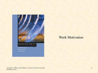 Copyright © 2005 by South-Western, a division of Thomson Learning
All rights reserved
1
Work Motivation
 