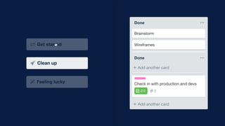 Add another card
Done
3April 2
Final draft of copy
22/2
Check in with production and devs
Wireframes
Brainstorm
Add another card
Done
 