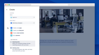 Campaign goals
The mission of the current campaign aims to provide awareness into new delivery methods for instant
food services. The service app should be so intuitive that any age group or experience should not be a
barrier to using Dashi Dash.
NEW!
Updates
• Prototype review
Open Inc.
Marketing campaigns
Create a new page
Create a new blog post
Create a team calendar
Ask a question
Marketing Plan
Define your marketing strategy and plan
marketing programs with your team.
Meeting notes
Set meeting agendas, take notes, and share
action items with your team.
PAGE TEMPLATES
Marketing Plan
Define your marketing strategy and plan
marketing programs with your team.
 
